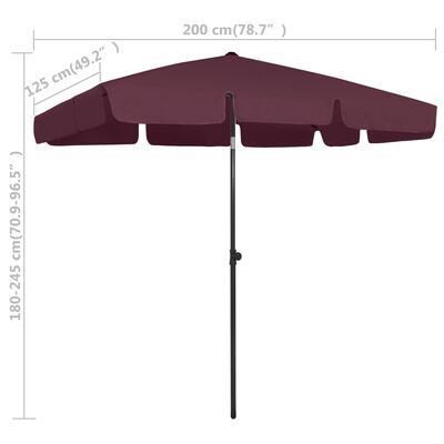 vidaXL Beach Umbrella Bordeaux Red 200x125 cm