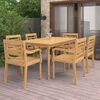 vidaXL 7 Piece Garden Dining Set Solid Teak Wood