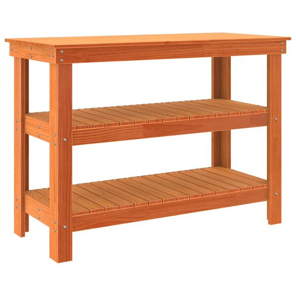 vidaXL Work Bench Wax brown 110.5 x 50 x 80 cm Solid pine wood