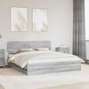vidaXL Bed Frame with Drawer Grey Sonoma 200 x 200 cm Engineer Wood