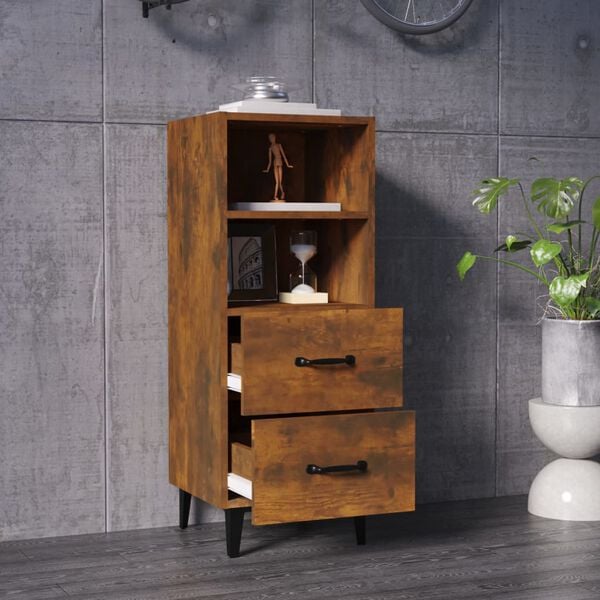 vidaXL Sideboard Smoked Oak 34.5x34x90 cm Engineered Wood