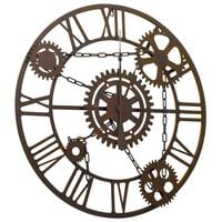 vidaXL Wall Clock Brown 80 cm Metal