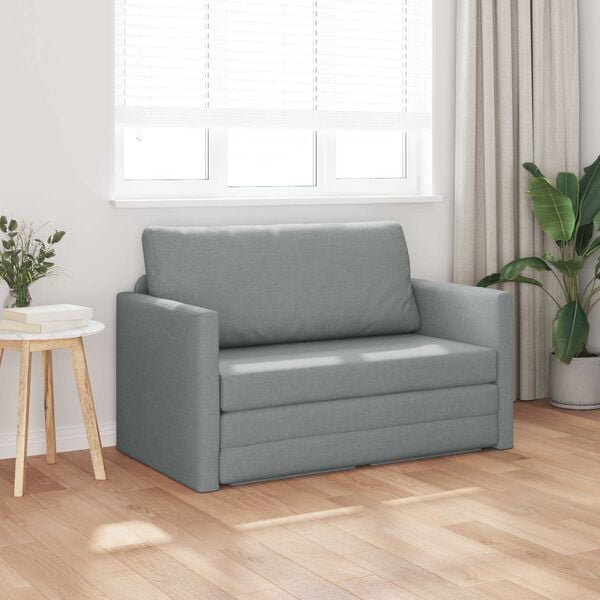 vidaXL 2-Seater Folding Sofa Bed Light Grey 124 x 71 x 78 cm Fabric
