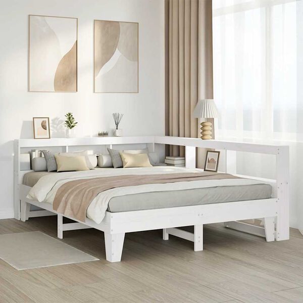 vidaXL Bookcase Bed without Mattress White 140x200cm Solid Wood Pine
