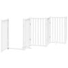 vidaXL Dog Gate with Door Foldable 9 Panels White 450 cm Poplar Wood