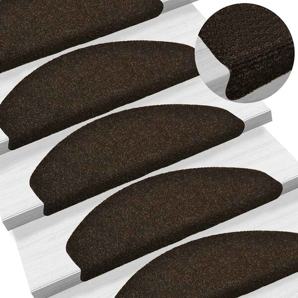vidaXL Stair Mats Self-adhesive 30 pcs 65x21x4 cm Dark Brown Half Round Large