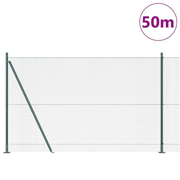 vidaXL Fence Post Green 50 x 1.4 m (19 x 19 mm mesh) Steel and PVC