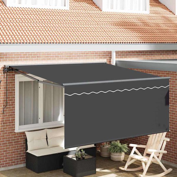 vidaXL Retractable Awning Manual Grey and anthracite 350 x 250 cm