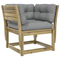 vidaXL Garden Sofa Armrest with Cushions Impregnated Wood Pine