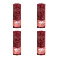 Bolsius Rustic Pillar Candles Shine 4 pcs 190x68 mm Velvet Red