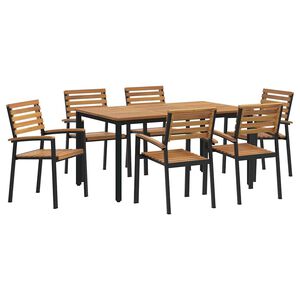 vidaXL Garden Dining Set 7 pcs Black Solid Acacia Wood