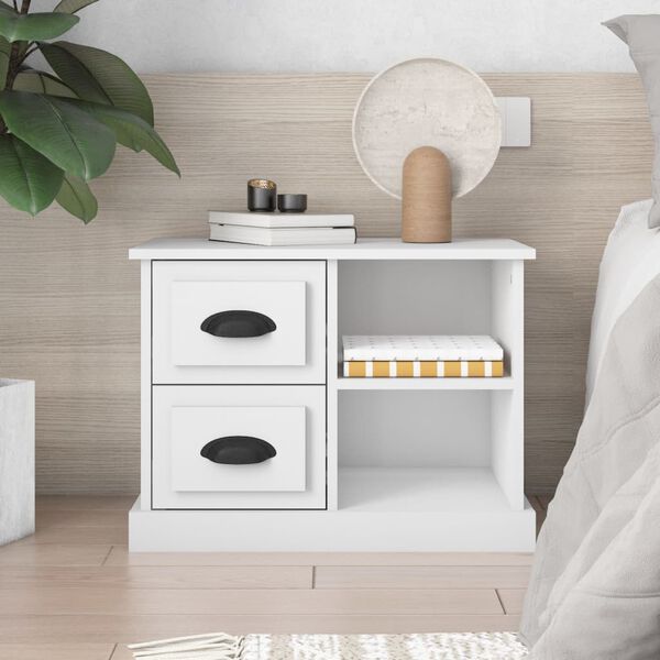 vidaXL Bedside Cabinet White 60x35.5x45 cm