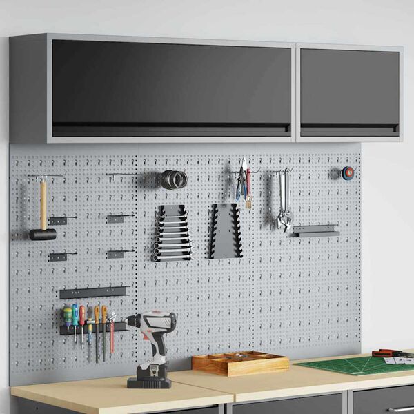 vidaXL Tool Cabinet and Pegboard Set 5 pcs Black 150 x 25 x 115 cm