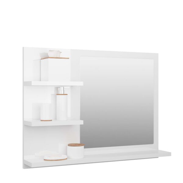 vidaXL Bathroom Mirror High Gloss White 60x10.5x45 cm Engineered Wood
