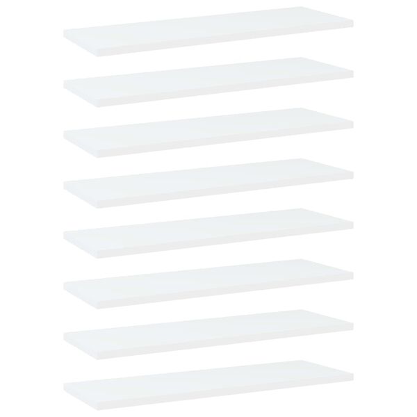 vidaXL Bookshelf Boards 8 pcs White 60x20x1.5 cm Engineered Wood