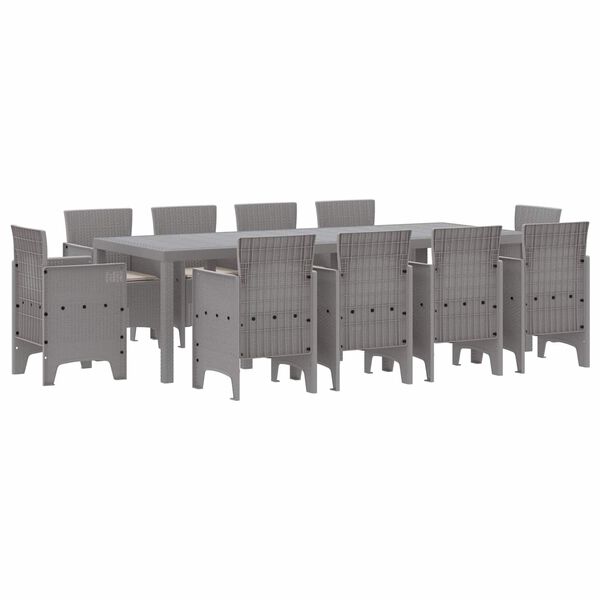 vidaXL Garden Dining Set 11 pcs Light Grey Polypropylene