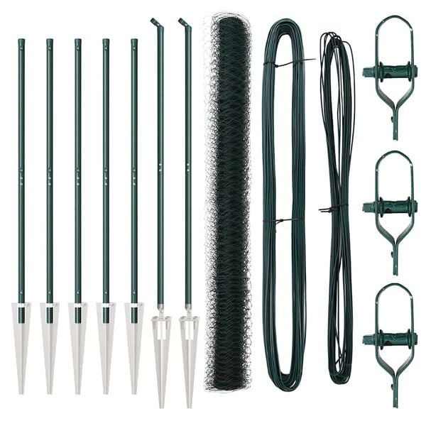 vidaXL Fence Post Green 10 x 1.6 m (50 mm mesh) Steel and PVC