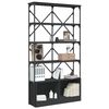 vidaXL Bookcase Black 100x26x180 cm Engineered Wood and Metal
