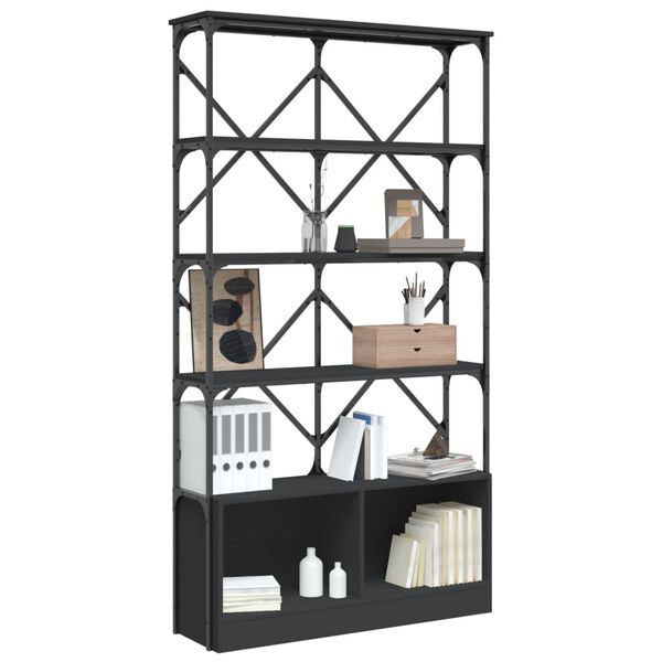 vidaXL Bookcase Black 100x26x180 cm Engineered Wood and Metal