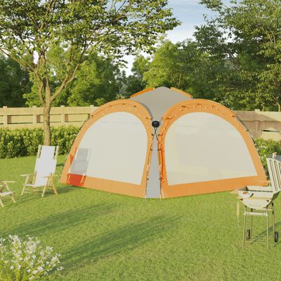 vidaXL Party Tent with LED and 4 Sidewalls 3.6x3.6x2.3 m Grey&Orange
