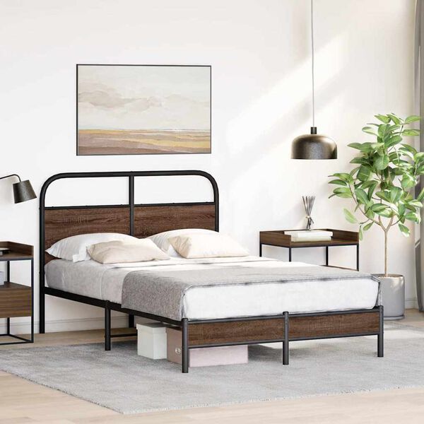 vidaXL Bed Frame without Mattress 140x190 cm Brown Oak Engineered Wood