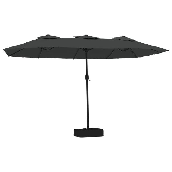 vidaXL Double-Head Garden Parasol with LEDs Anthracite 449x265 cm