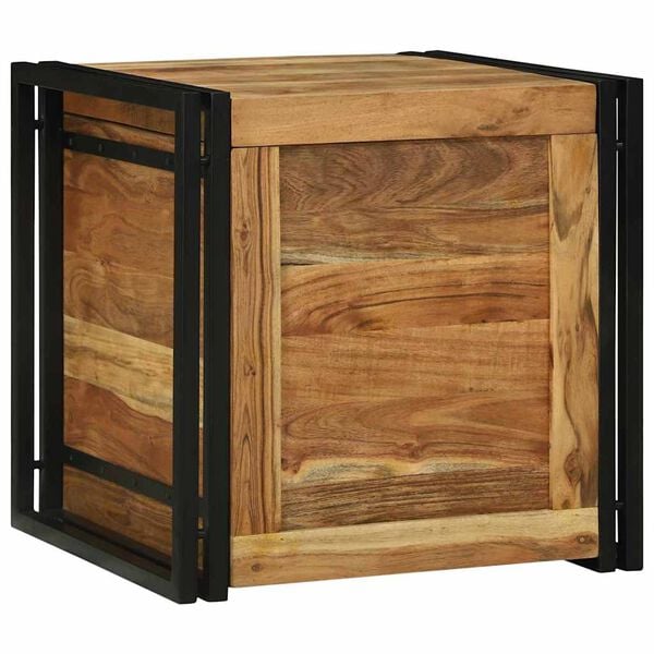 vidaXL Storage Box Brown and black 50 x 50 x 50 cm Solid Acacia wood