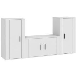 vidaXL 3 Piece TV Cabinet Set White Engineered Wood