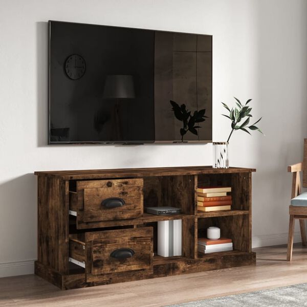 vidaXL TV Cabinet Smoked Oak 102x35.5x47.5 cm Engineered Wood