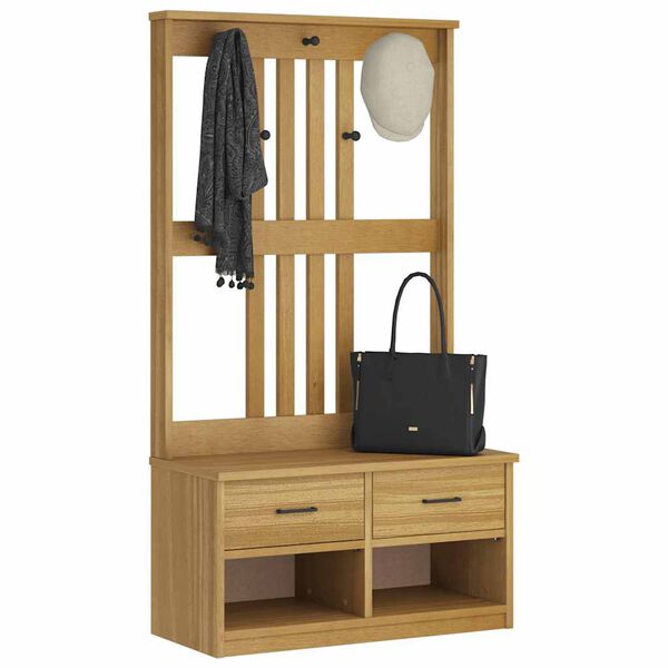 vidaXL Hall Tree SANDNES 87x40x159.5cm Solid Wood Pine