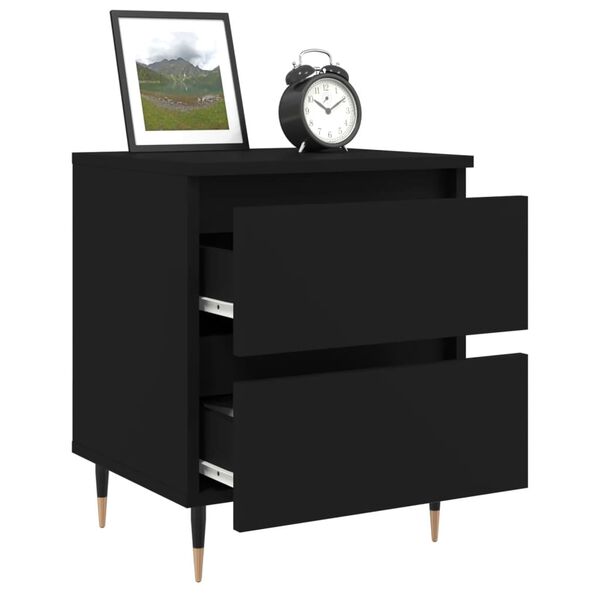 vidaXL Bedside Cabinet Black 40x35x50 cm Engineered Wood