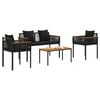 vidaXL Outdoor Furniture Set with Cushion 4 pcs Black PE Rattan