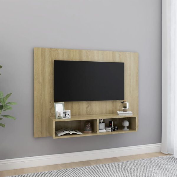 vidaXL Wall TV Cabinet Sonoma Oak 120x23.5x90 cm Engineered Wood