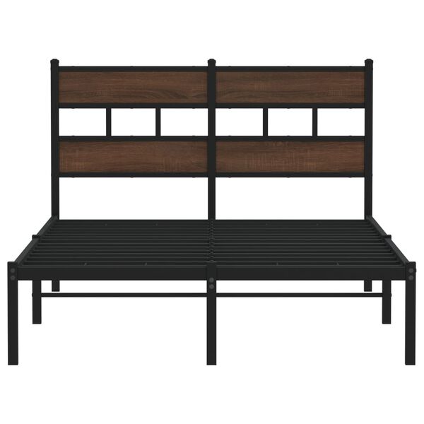 vidaXL Bed Frame without Mattress with Headboard Brown Oak 120x200 cm