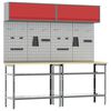 vidaXL Work Bench Set 8 pcs Red and Grey 200 x 55 x 200 cm Steel