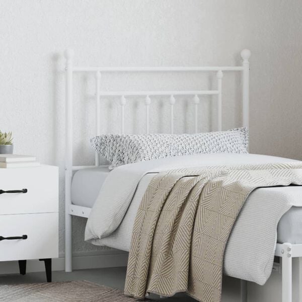 vidaXL Metal Replace Headboard White 80 cm