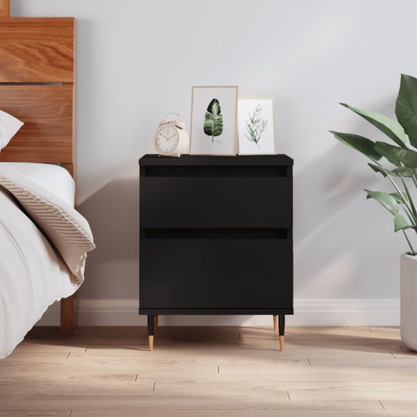 vidaXL Bedside Cabinet Black 40x35x50 cm Engineered Wood