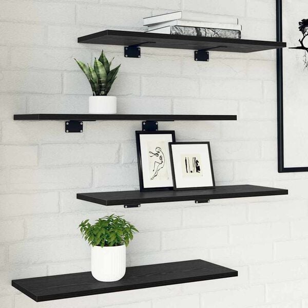 vidaXL Bookshelf Board 4 pcs Black 60 x 20 x 1.5 cm Engineered Wood