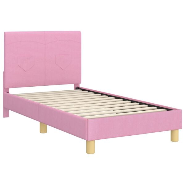 vidaXL Children's Bed Frame with Headboard Pink 80 x 160 cm Fabric