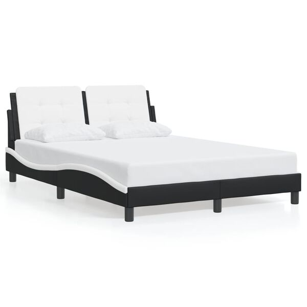 vidaXL Bed Frame without Mattress "Zadar" Black and White 140x190 cm Faux Leather