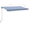 vidaXL Manual Retractable Awning 450x350 cm Blue and White