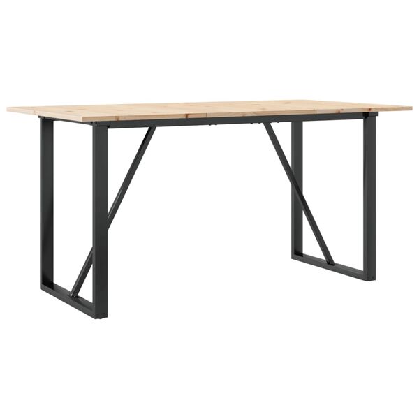 vidaXL Dining Table O-Frame 140x80x75 cm Solid Wood Pine and Steel