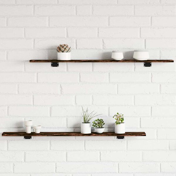 vidaXL Wall Shelves 4 pcs Smoked Oak 100x10x1.5 cm Engineered Wood