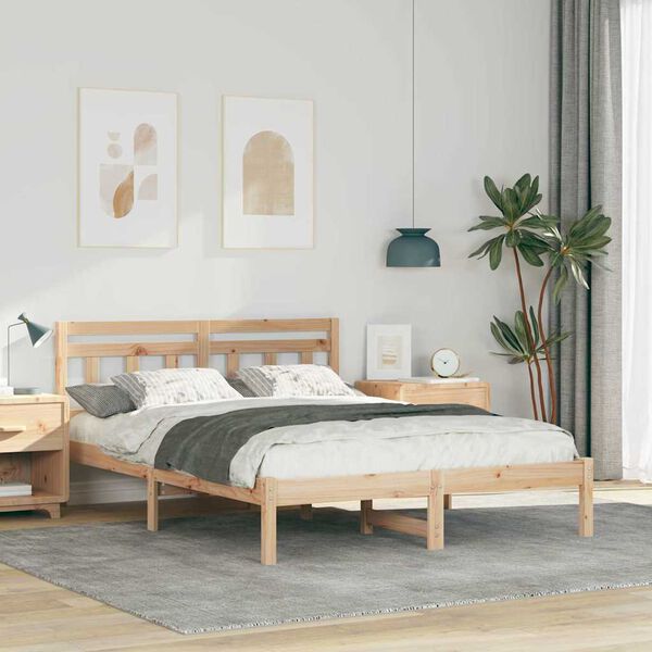 vidaXL Bed Frame Brown 120 x 190 cm Solid Pine Wood