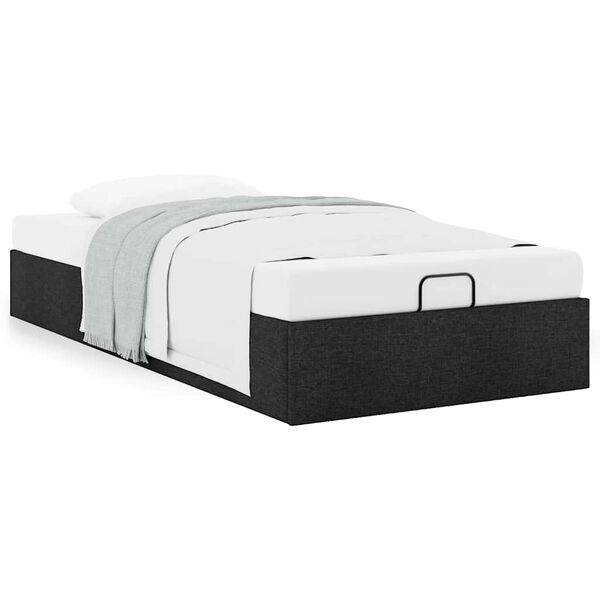 vidaXL Ottoman Bed Frame without Mattress Black Single Fabric