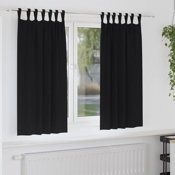 vidaXL Blackout Curtains with Rings 2 pcs Black 175 x 140 cm Polyester