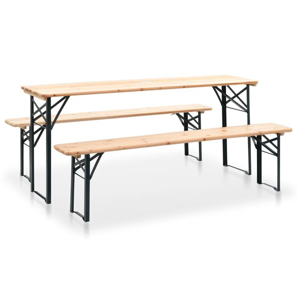 vidaXL Folding Beer Table with 2 Benches 177 cm Pinewood