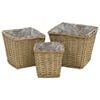 vidaXL Raised Bed | Set of 3 | Brown | Wicker with PE lining | Small | Planters