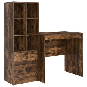 vidaXL Desk with Drawer with Shelf with Storage 2 pcs Smoked Oak