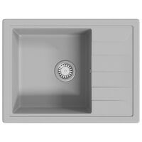 vidaXL Kitchen Sink with Overflow Hole Oval Grey Granite